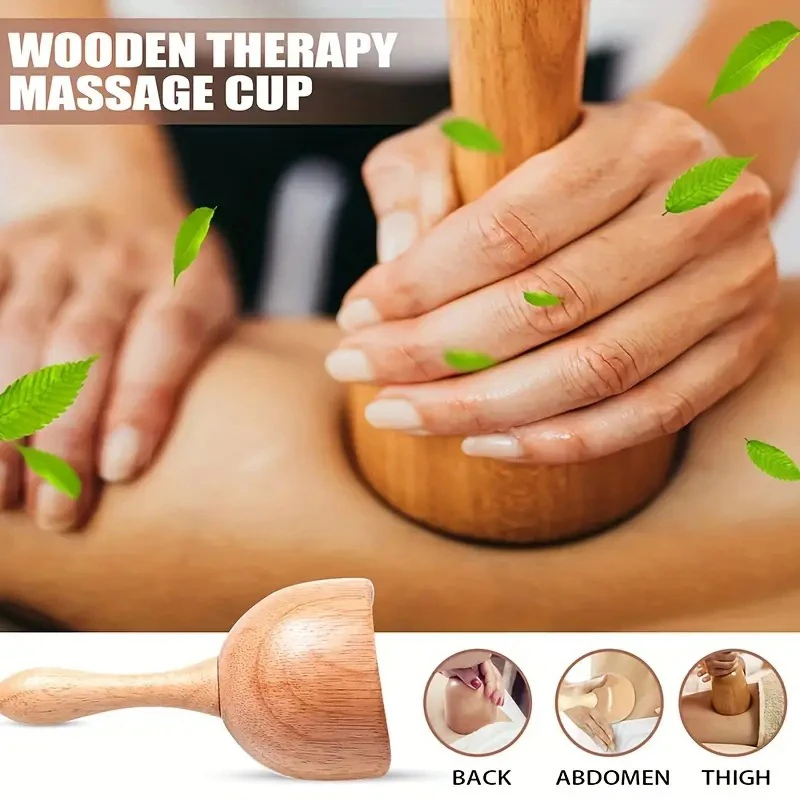1pcs Wooden Handheld Massage Cup Wooden Swedish Cup Lymphatic Drainage Massage Tool for Body Sculpting Anti-Ageiing Gua Sha Part