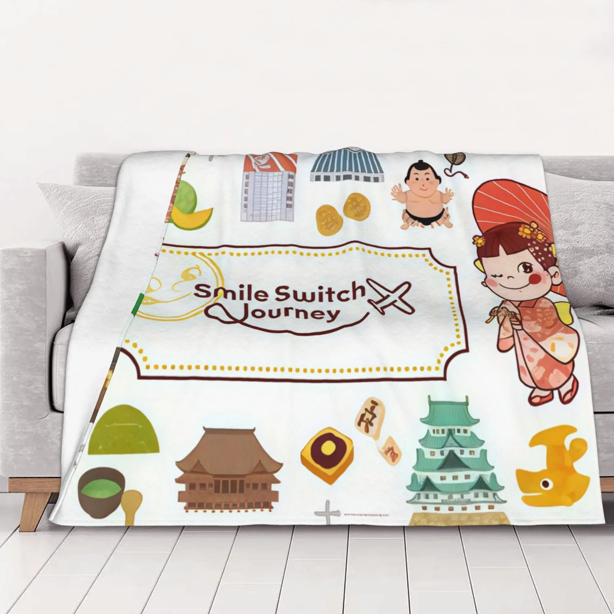 1PC Smile Switch Journey  Fujiya home room decorations Winter Blankets for Adults Bedding Home Interior Sofa Knee