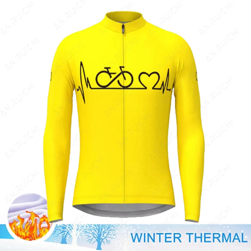 Men Cycling Jersey Long Sleeves Winter Fleece Cycling Clothing MTB Bike Shirts Uniform Warm Bicycle Jacket Maillot Ropa Ciclismo