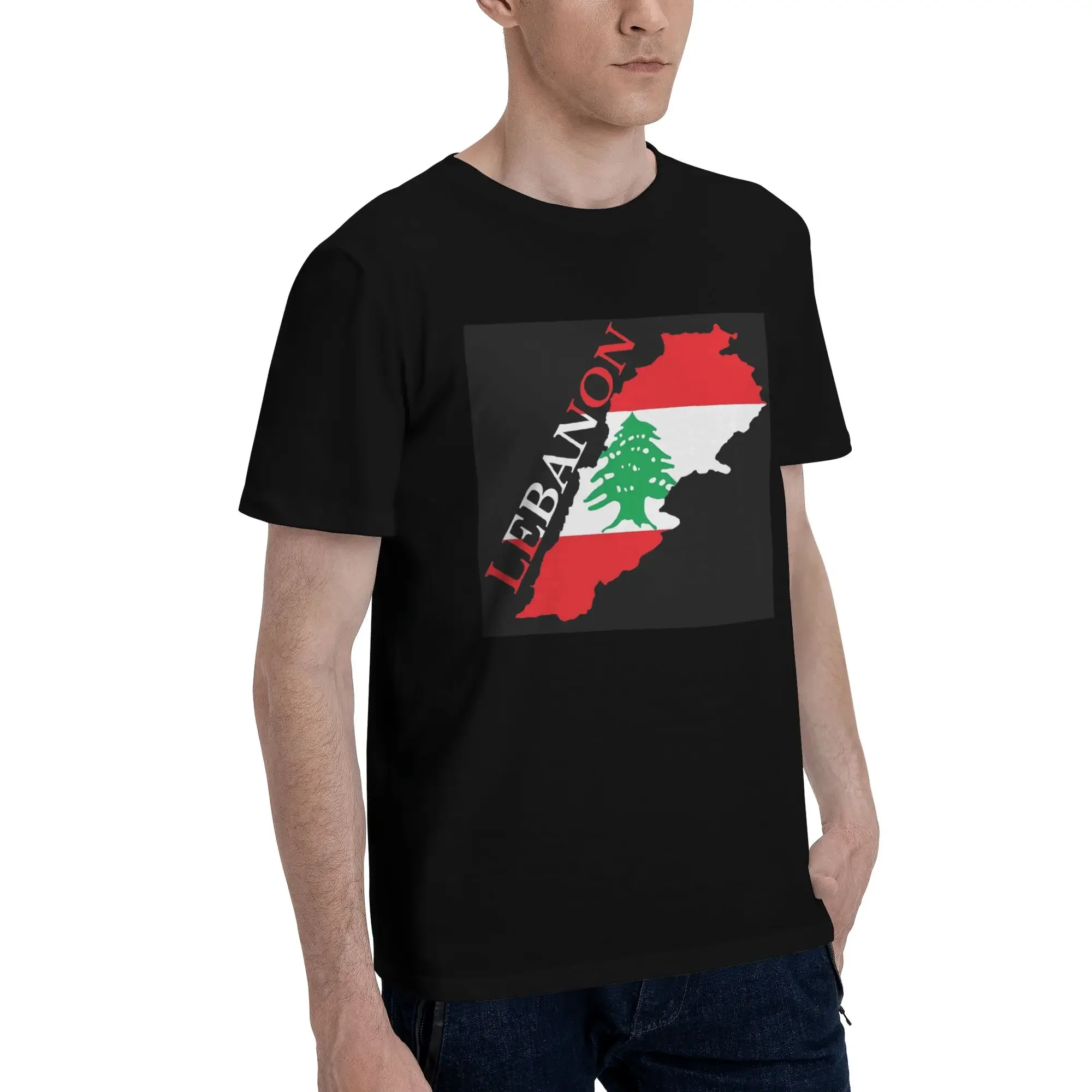 Lebanon Flag Map Men T-Shirt Plus Size T Shirts Men's Round Neck Cotton Tees Short Summer Male