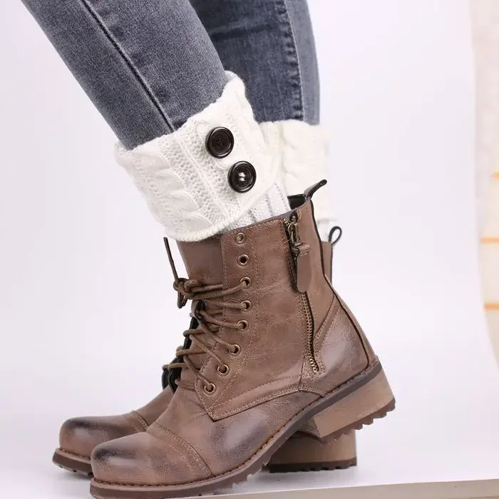 1 Paar gestrickte Woll-Knöchelwärmer für Damen, kurze Fußabdeckungen, gemütliche Winter-Stiefelsocken, Herbst-Strick-Accessoires – Detail 3