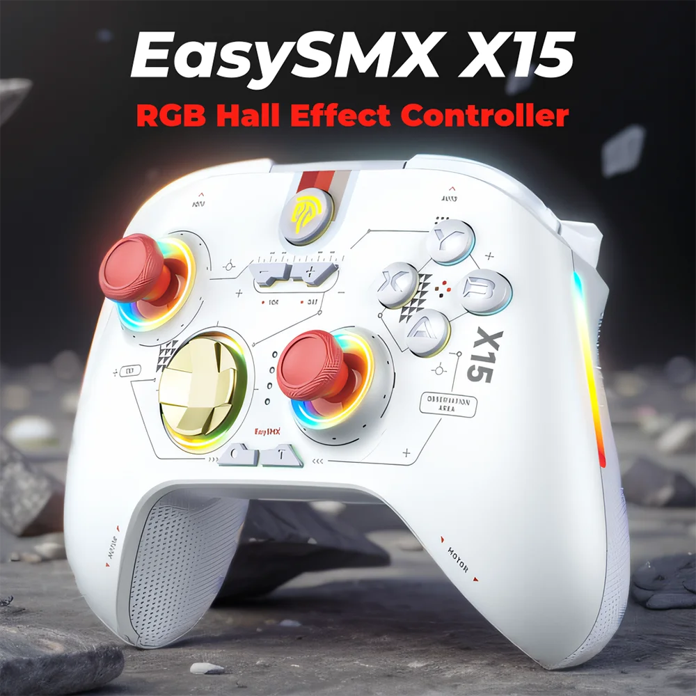 Gamepad inalámbrico EasySMX X15, controlador de juegos Bluetooth RGB compatible con PC/Switch/teléfono/TV, Wukong mito negro, efecto Hall