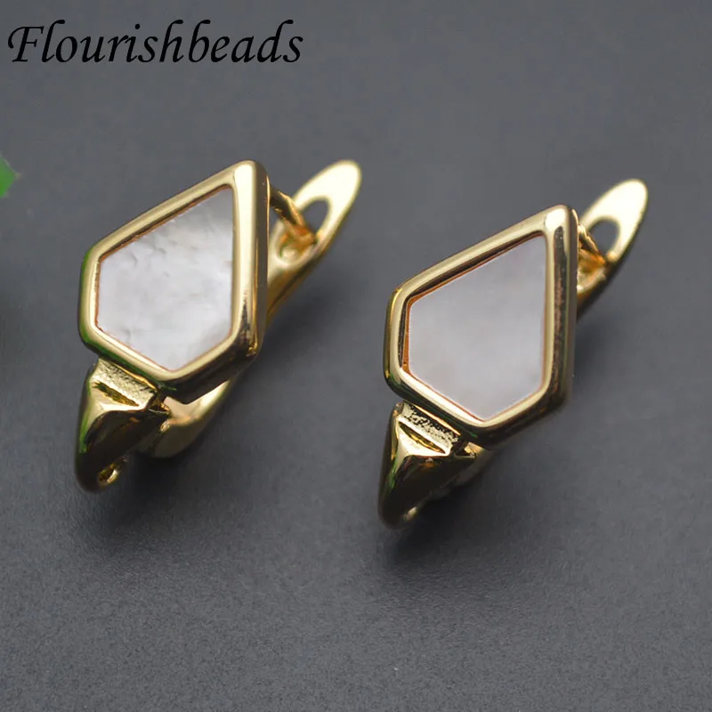 30pcs/lot 18K Gold Color Triangle Shape Natural MOP Shell Earring Hooks Clasp DIY Dangle Earring Fashion Findings