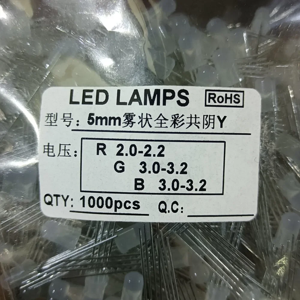 1000Pcs Multicolor 4pin 5mm RGB Led Diode Light Lamp Tricolor Round Common Anode LED F5 Light Emitting Diode Red Green Blue