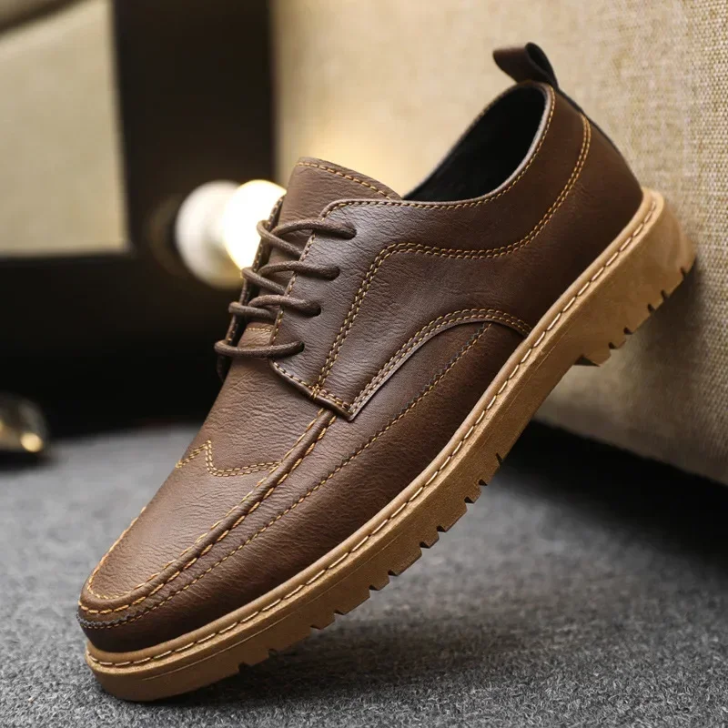 British Style Men Casual Shoes Quality Comfortable Men Leather Shoes Soft Wear-resistant Male Social Dress Shoes