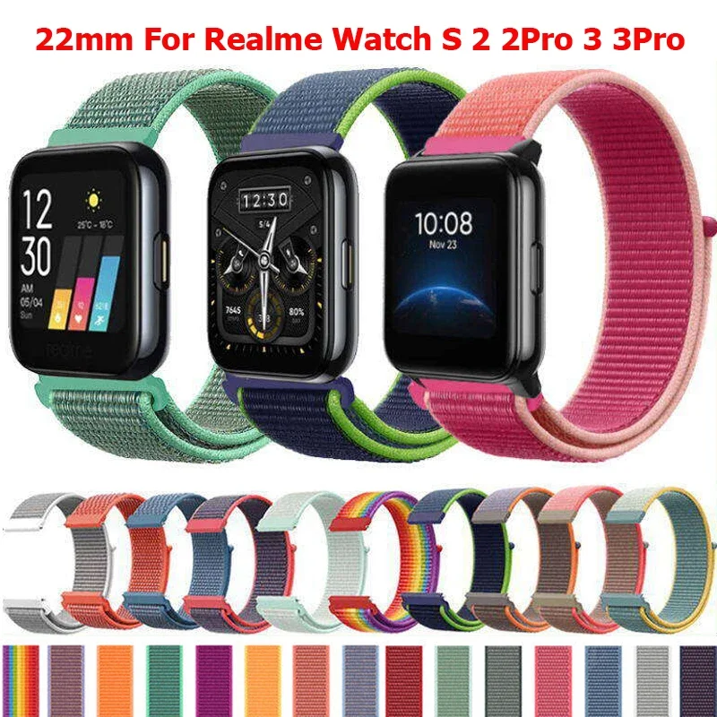 22 مللي متر حلقة نايلون ناعمة لساعة Realme 3 3Pro Smartwatch الرياضة سوار Correa لساعة Realme S 2 2Pro استبدال معصمه