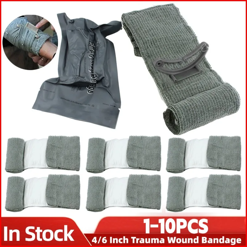 1-10 sztuk 4/6 cala izraelski bandaż opatrunek na ranę awaryjna pierwsza pomoc bandaż urazowy urazowy bandaż hemostatyczny na zewnątrz