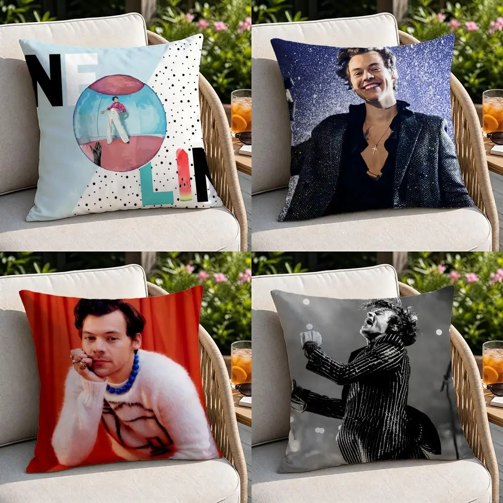 Celebrity-Harry StylesS Cushion Cover Soft Square Throw Pillow Covers Set for Sofa Bedroom Car Home Decoration