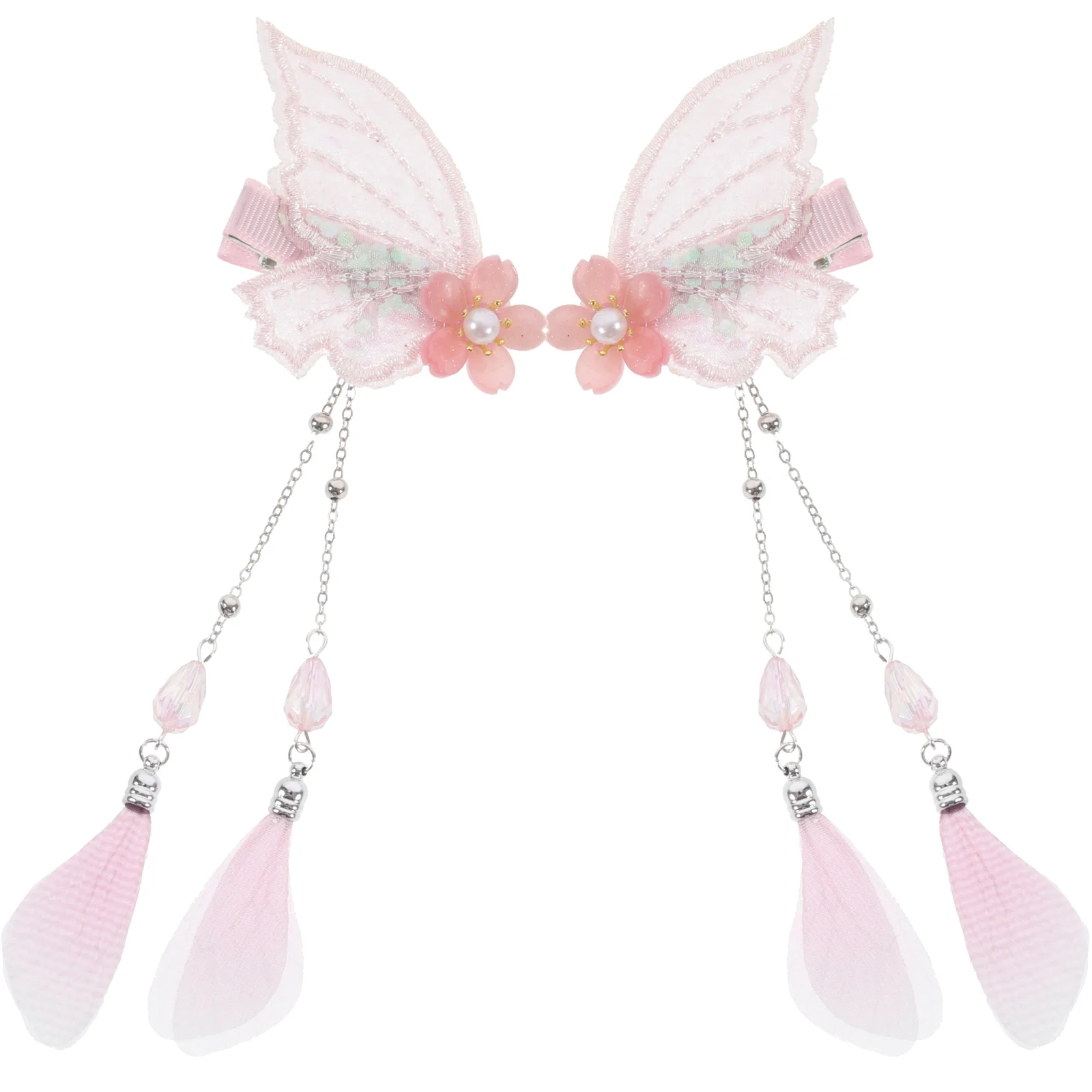 

2pcs Butterfly Hair Clips Lovely Accessories Eye-catching Barrettes Cute Pearls Hair Decorations Bright Colors Daily Masquerade