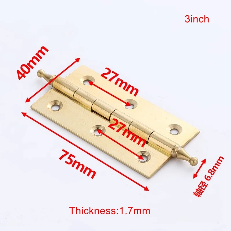 Brushed Brass Decorative Cabinet Cupboard Door Butt Hinges Gold 2\