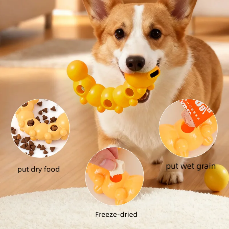 Caterpillar Shape Dog Chew Toy Interactive Teething Toy for Medium to Large Dogs Bite-Resistant Safe Destructive Chewing Prevent