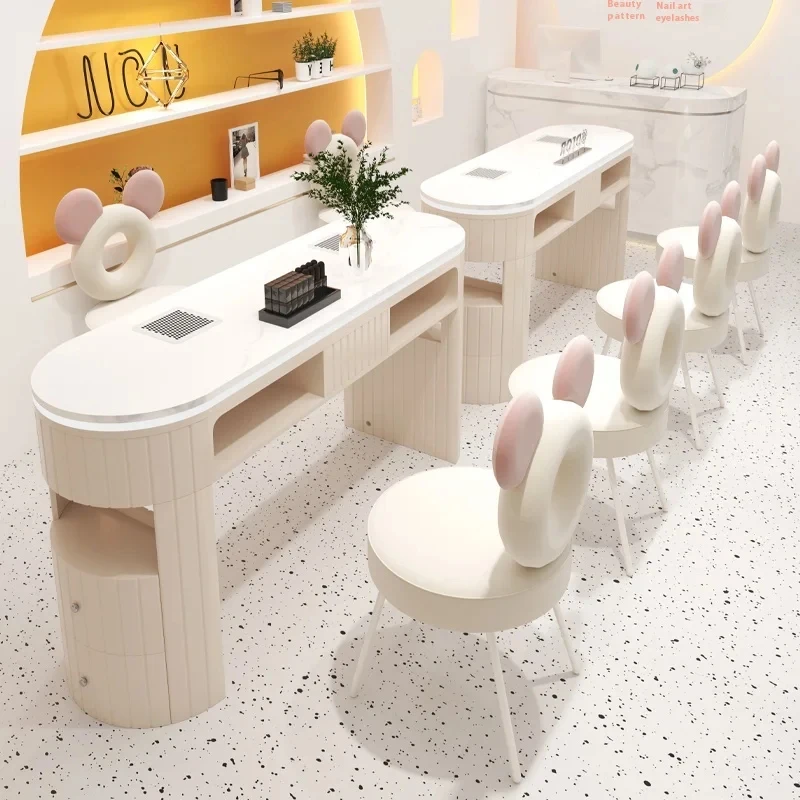 

Customize.Modern Design Style Manicure Table Chair Set Marble Top Includes Vacuum Cleaner Socket Nail Table