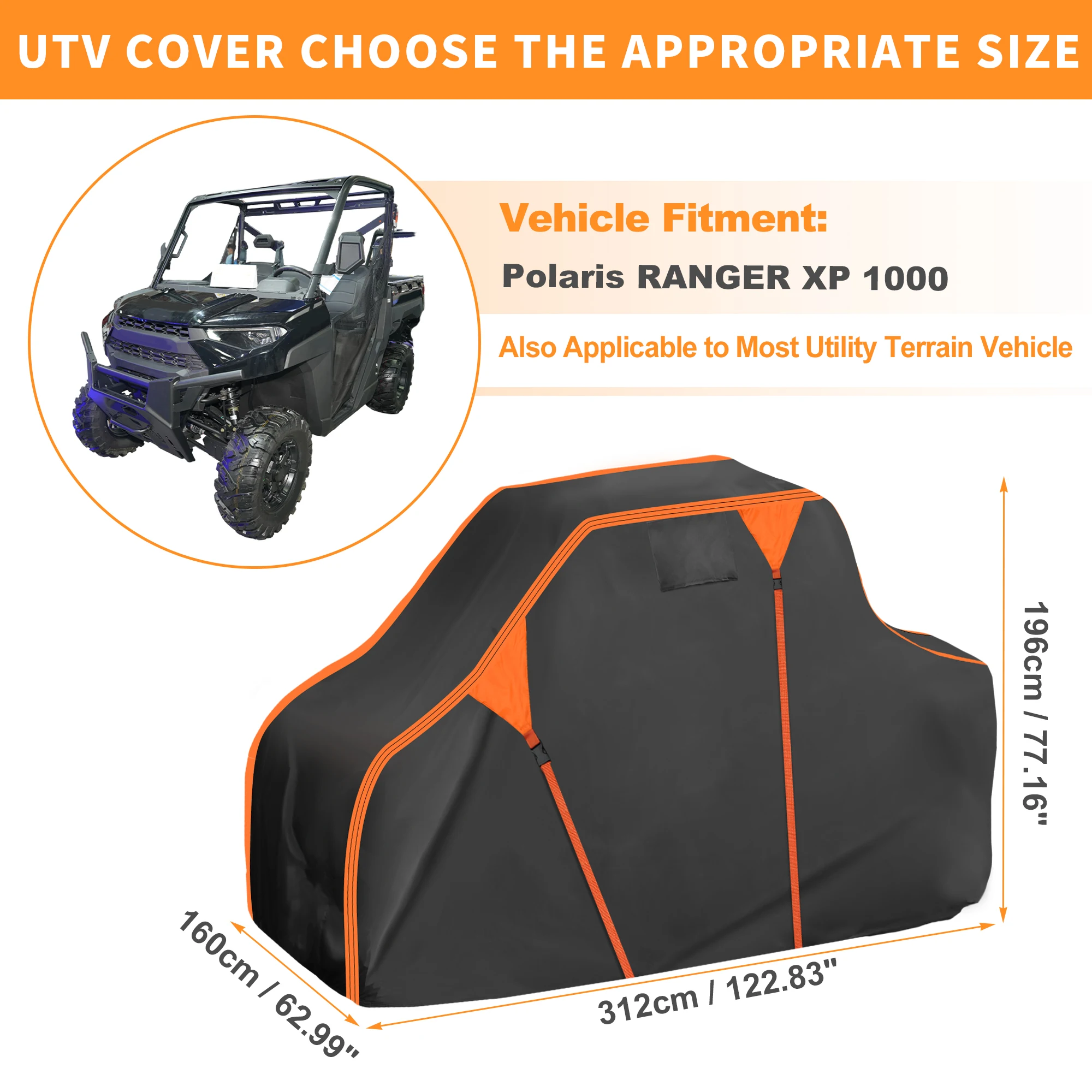 

Водонепроницаемый чехол UXCELL для UTV (Side-by-Side) для Polaris Ranger XP 1000, 210D PU