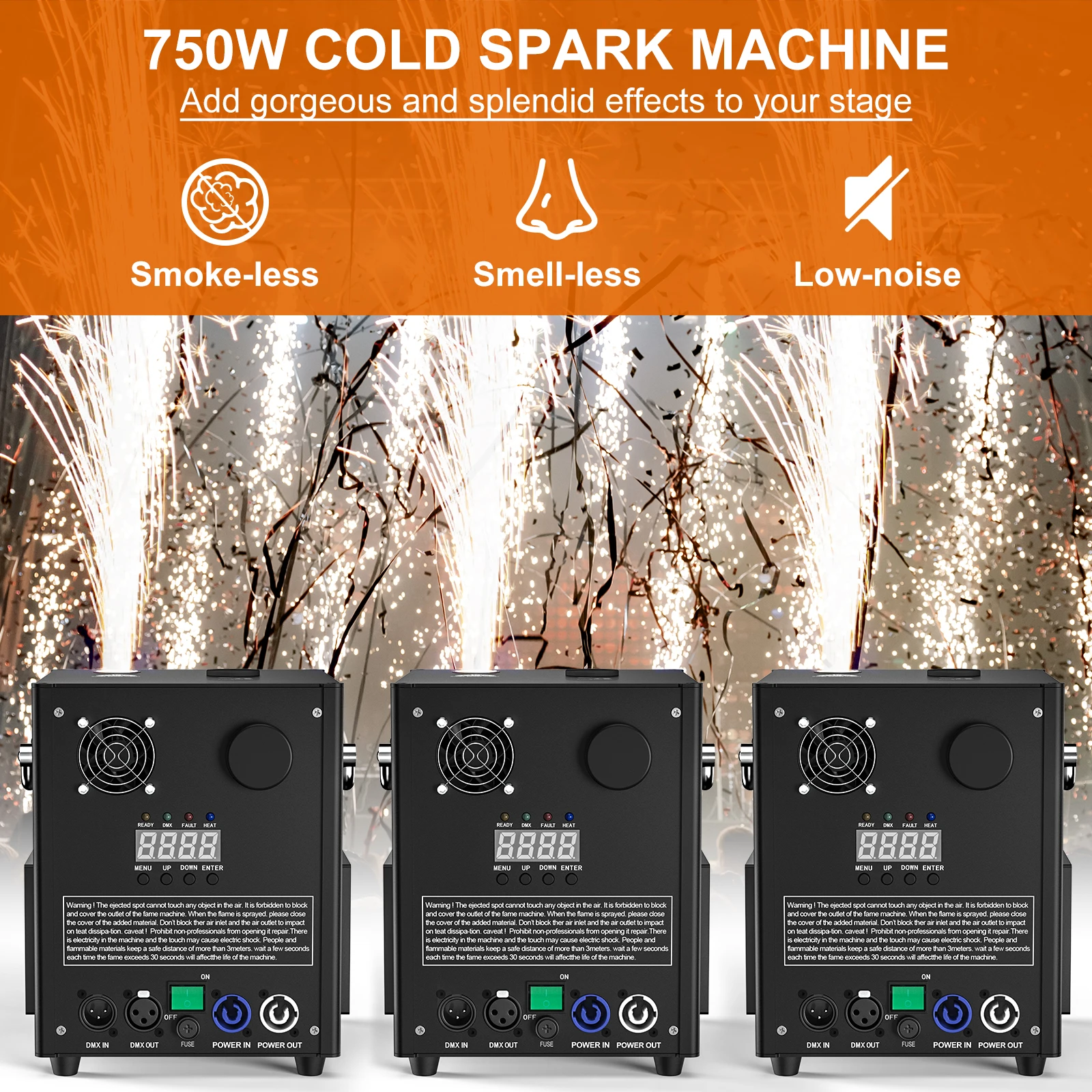 750W Cold Spark Machine Cold Fireworks Machine Wedding Nightclub Cold Flame Sprayer Equipment HOLDLAMP for Wedding Musical Show