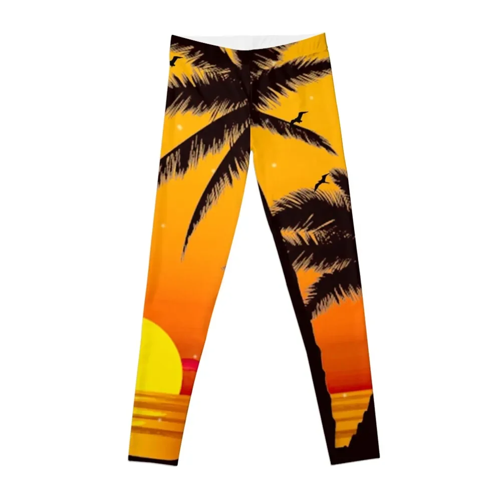 

Palm Tree By The Beach Leggings Sports female gym top sporty woman gym for physical Womens Leggings