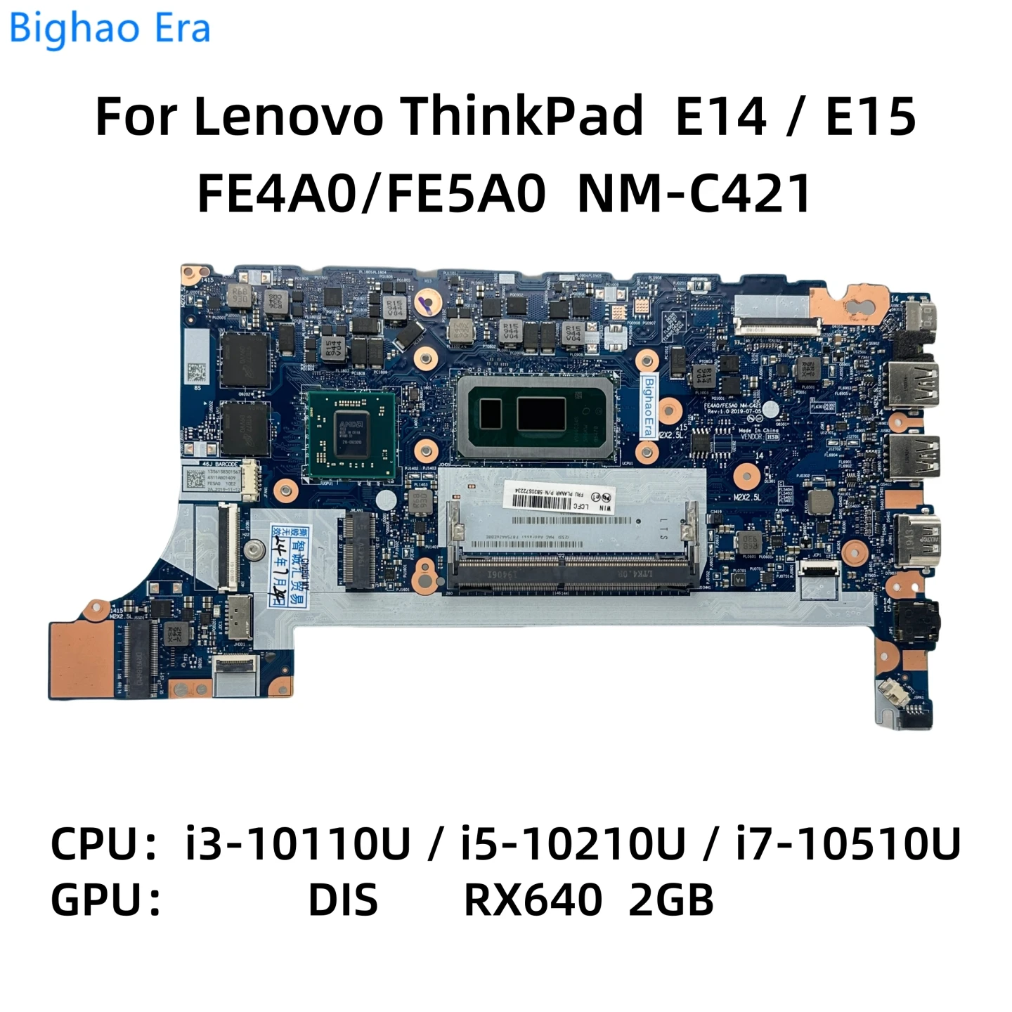 NM-C421 For Lenovo ThinkPad E14 E15 Laptop Motherboard With i3-10110U i5-10210U i7-10510U CPU RX640 2G-GPU 5B20S72234 5B20S72289