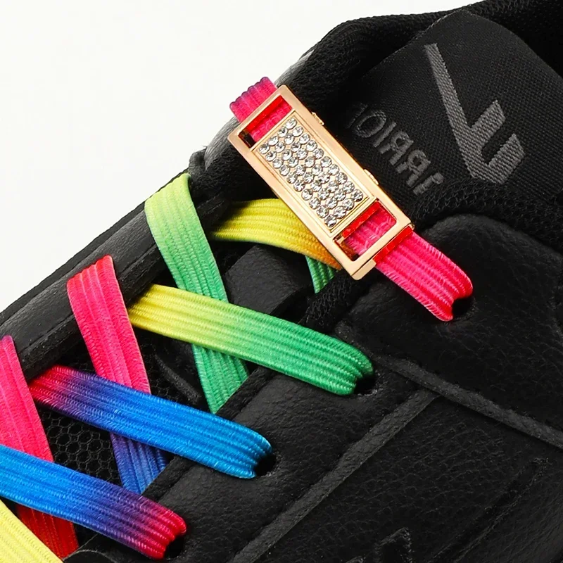 NEW Glitter Elastic Laces Sneakers Tennis No Tie Shoe Laces Diamond Lock Shoelaces Without Ties Flat Shoelace Shoes Accessories