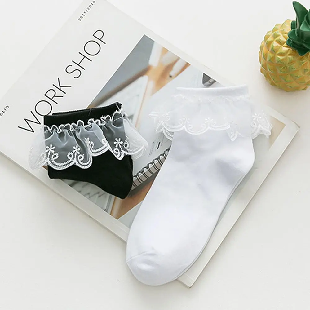 Sweet Soft Lace Girls Cotton Ruffle Ankle Socks Princess Socks Short Socks Frilly