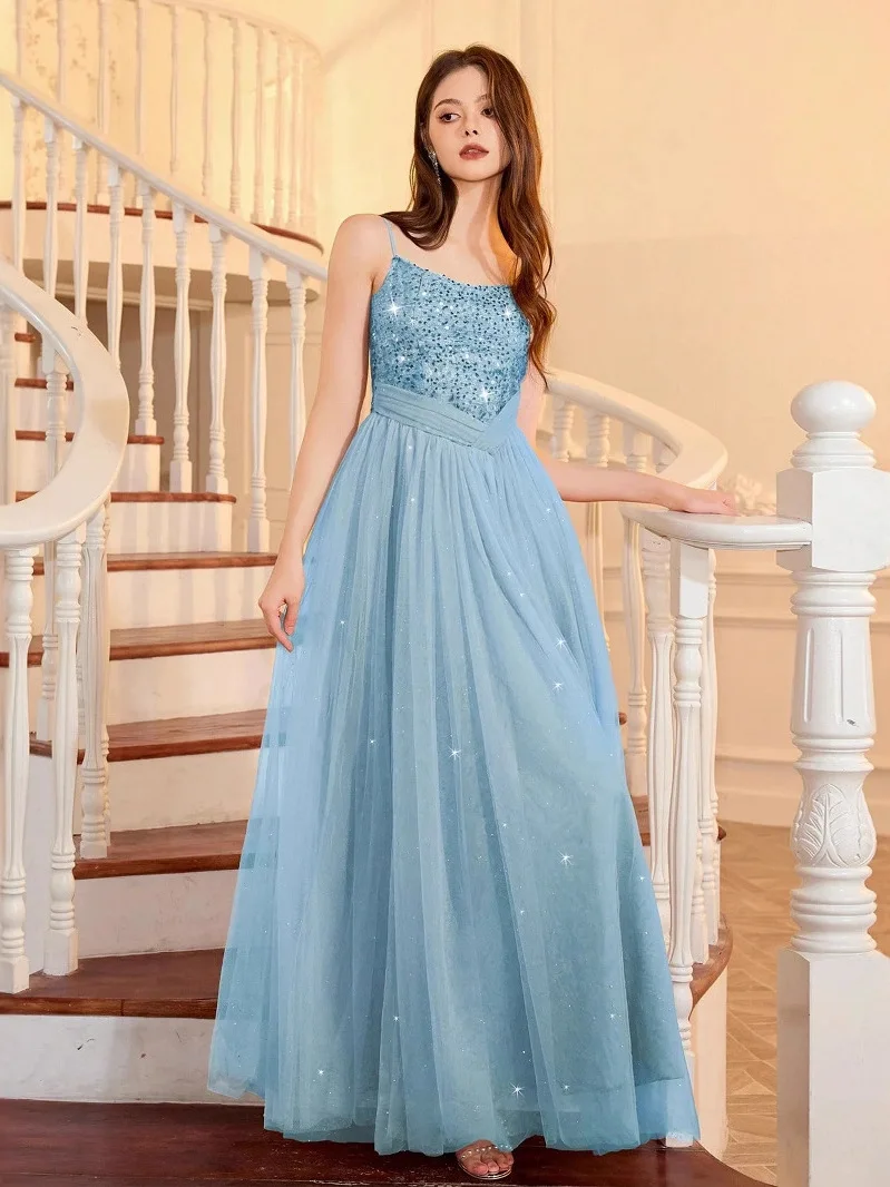 

Вечернее платье с разрезом, тонкое, с вуалью, для свадьбы, банкета, выпускного, с завышенной талией, шелковое