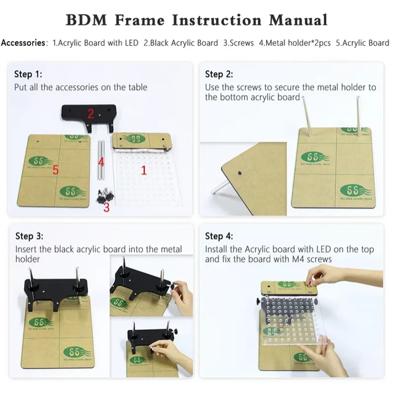 2024 LED BDM FRAME kits ECU programming bracket with 4-probe pen ECU flashing test bench fast programming adapter board tools