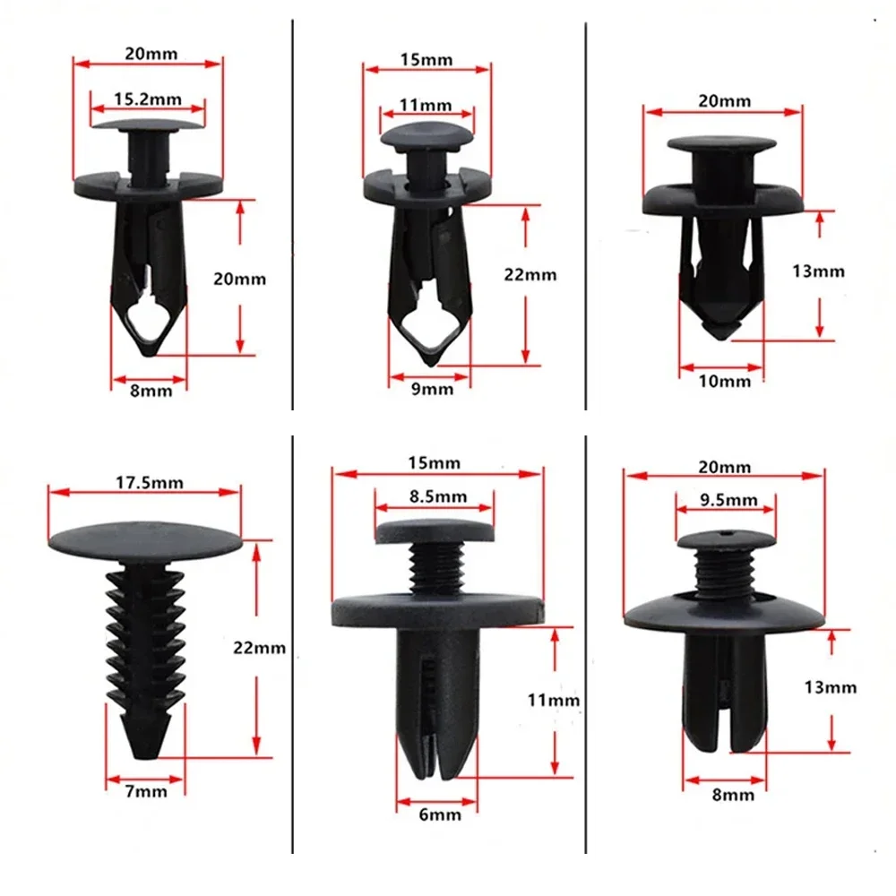 190pcs 6 Sizes Mixed Car Body Bumper Rivet Car Retainer Clips Fasteners Automotive Plastic Clips Kit Auto Trim Panel Clip
