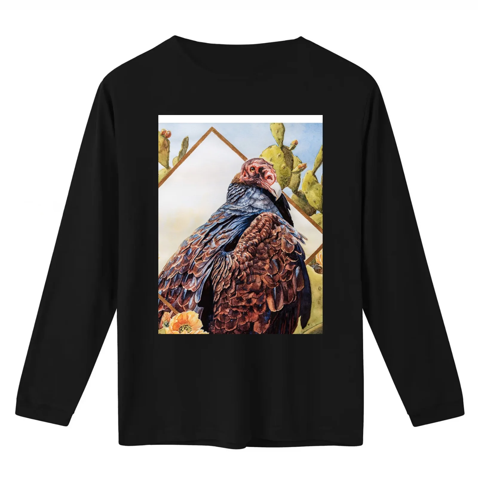 Turkey Vulture in Cactus T-Shirt Summer Casual Cotton Tee Oversized Streetwear Tops Vintage Graphic Print Unisex Men Women