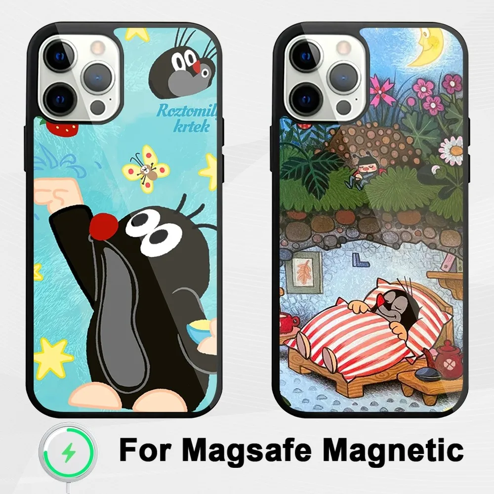 Cartoon The L-Little M-Mole Cute Phone Case For iphone Pro 11 Max 13 Plus 12 14 Mini 15 Magsafe Magnetic Wireless Charging Shell