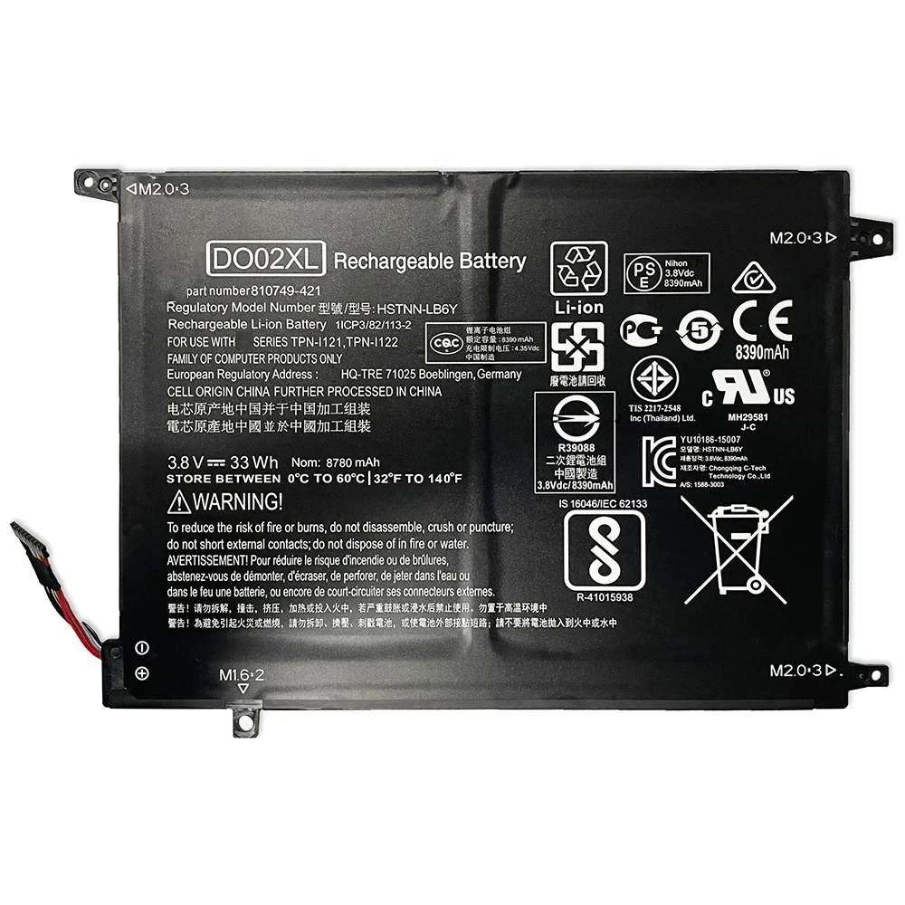 DO02XL 3.8V 33Wh Laptop Battery For HP Pavilion X2 Detach 10-N100 10-N121TU 10-N122TU 10-N123TU 10-N124TU 10-N002NA TPN-I121