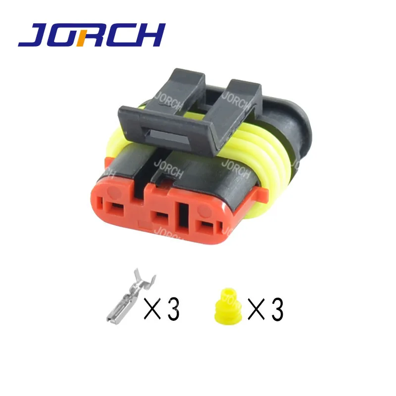 5sets 3 pin tyco amp auto waterproof wire harness female connector electrical cable plug 282087-1