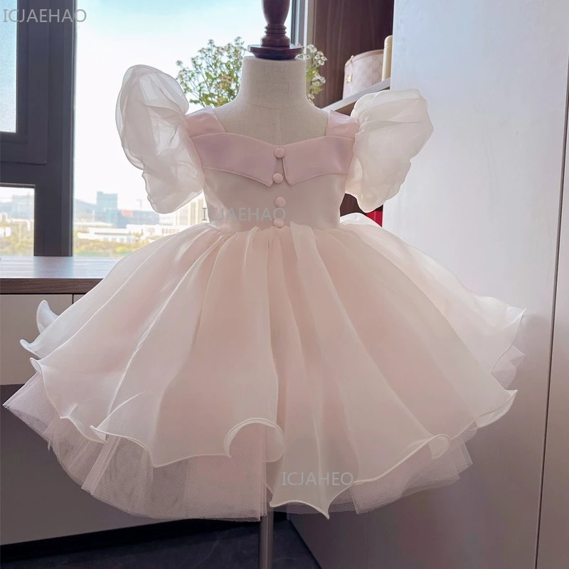 First Birthday Princess Dress New Puffy Gown Children Girls Celebration Party Evening Gown Dresses Formal Flower Girl Wedding
