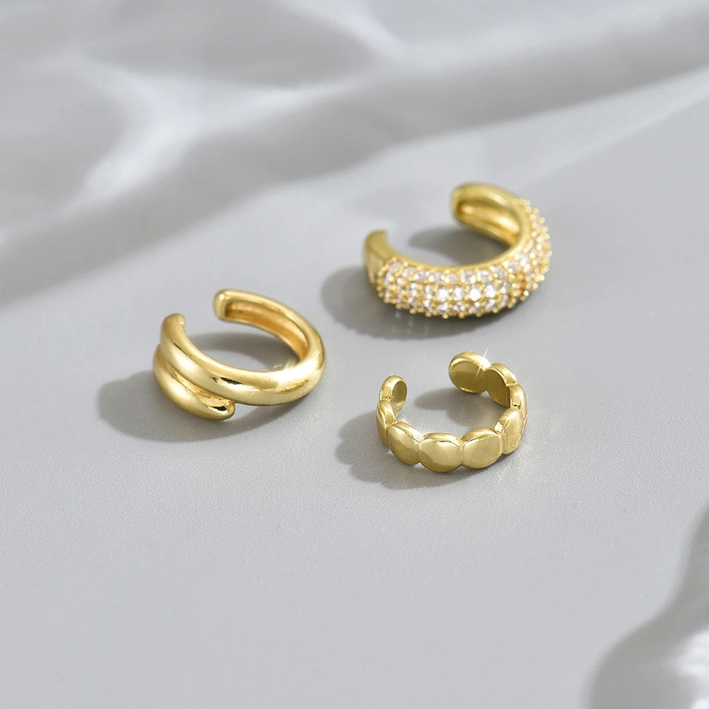 1PC Gold Color Stainless Steel Zircon Clip Earrings Punk Ear Cuff No Piercings Fake Cartilage Ear for Women 2025 Fashion Jewelry - view 4