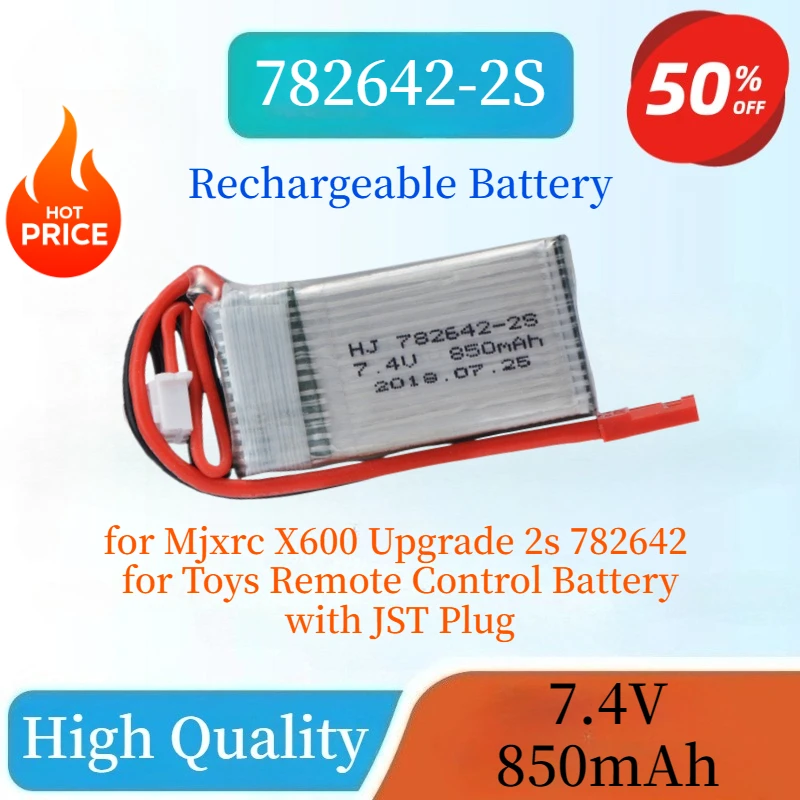 

New 7.4v 850mah Lipo Battery For Mjxrc X600 Upgrade 2s 782642 Replaceable Battery For Toys Remote Control Battery with JST Plug