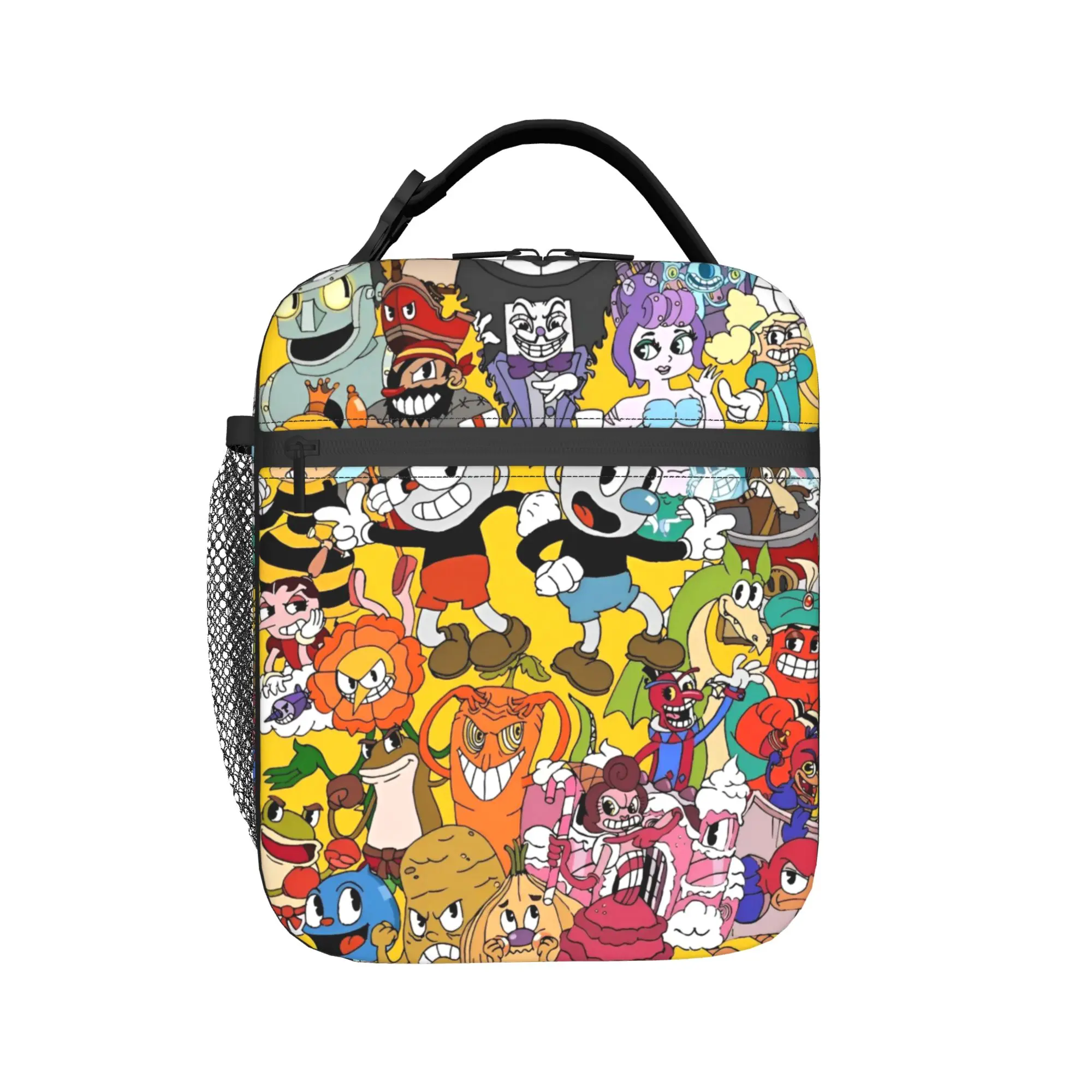 Cupheads and Mugman Insulated Lunch Bags Leakproof Video Game Reusable Cooler Bag Tote Lunch Box College  Picnic Food Handbags