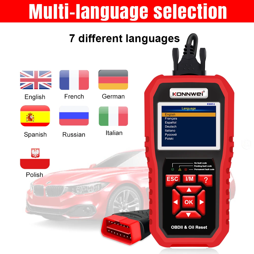 KONNWEI KW851 Car OBD2 Scanner Professional Diagnostic Tool Vehicle Maintenance Reset-Tool Auto Engine Check Code Reader