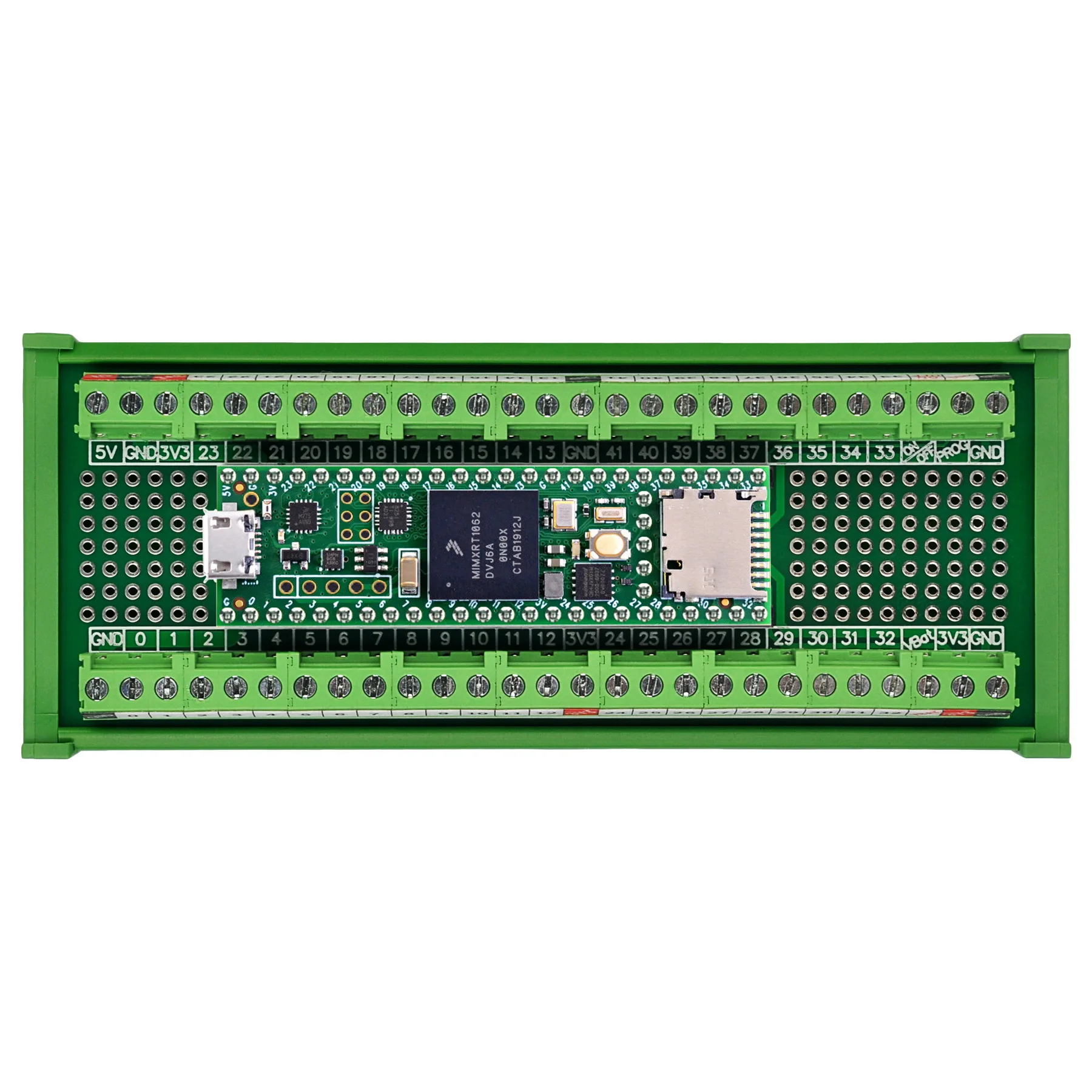 Terminal Block Breakout Board Module for Teensy 4.1, DIN Rail Mount Version