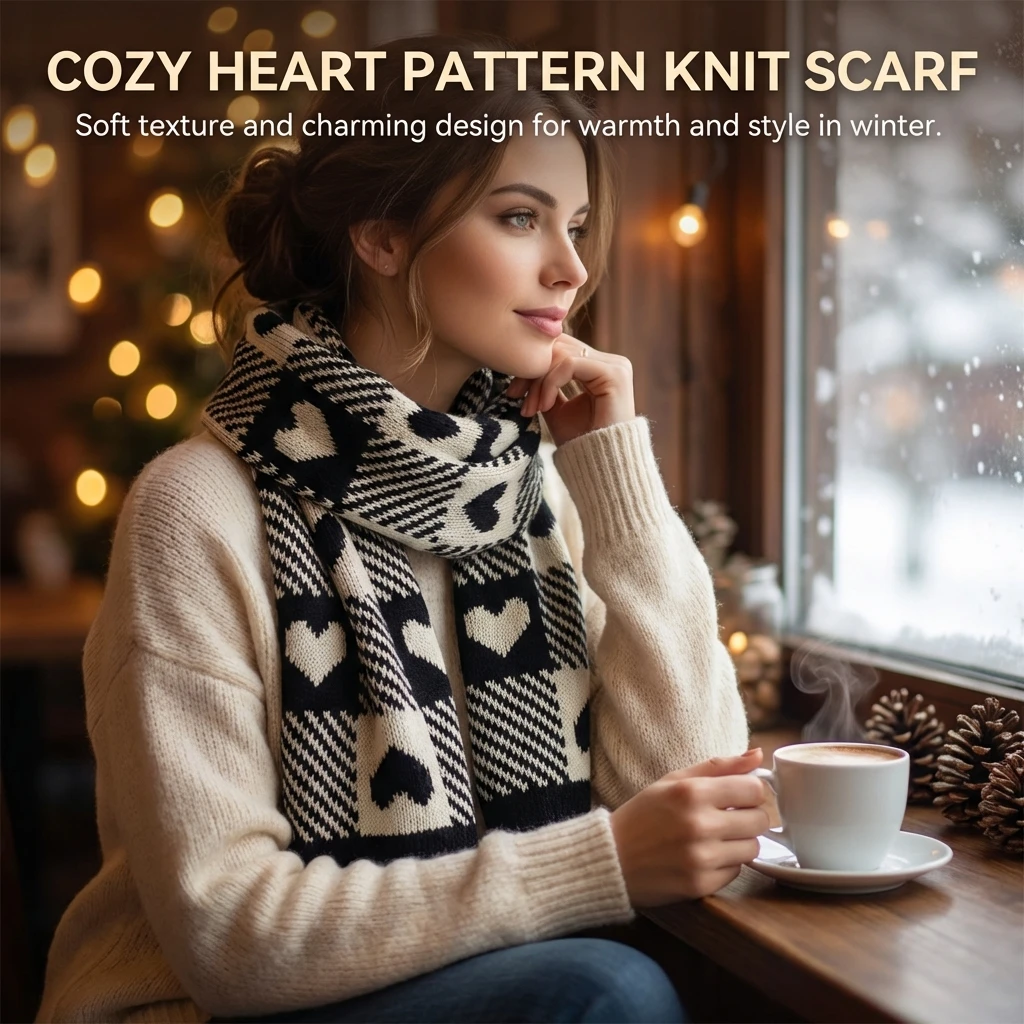 

Women Plaid Scarf Winter Warm Knitted Checkered Neck Warmer Korean Style Ins Fashion Soft Polyester Fleece