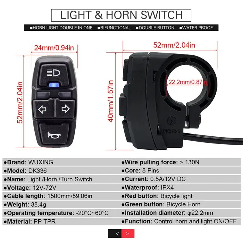 NEW HOT In Stock-Front/Rear Light Electric Bike LED Lights SET Modification Parts As Shown For 36V 48V 52V 60V