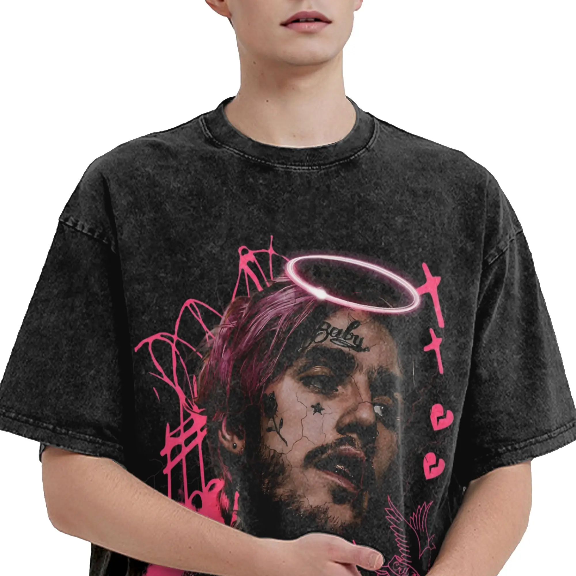 Oversized T-Shirt Summer Lil Peep Fashion T-Shirts  Pure Cotton Tee Shirt for Man Y2K Basic Short Sleeve Clothing