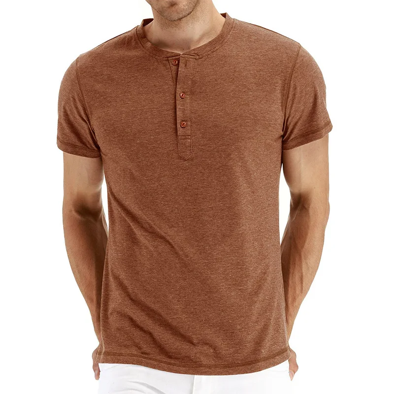 2025 Clothing Men's Short-Sleeved T-Shirt Henry Shirt CleanFit Style PU Leather Nine-Arm Sleeve City Walk Suitable for Ladies