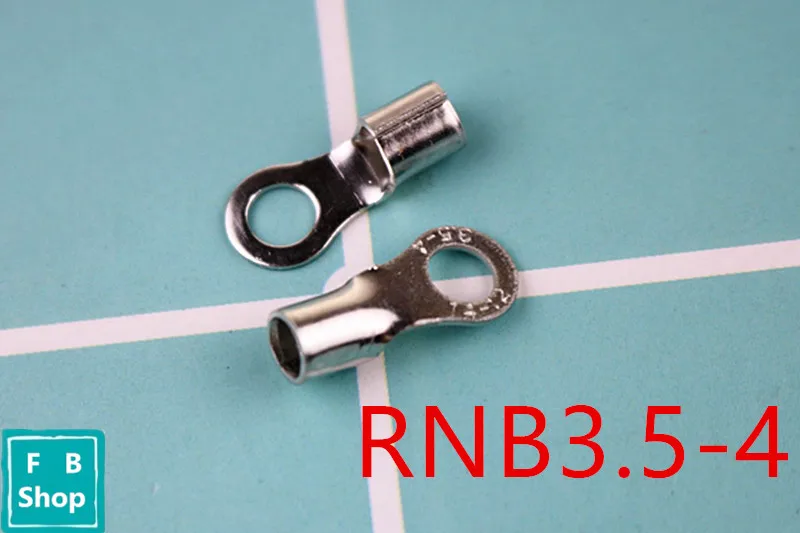 Free shipping RNB3.5-4 AWG 14-12 NON-INSULATED RING TERMINAL CONNECTOR UNINSULATED Copper Terminals Cable Lug Wire Connector