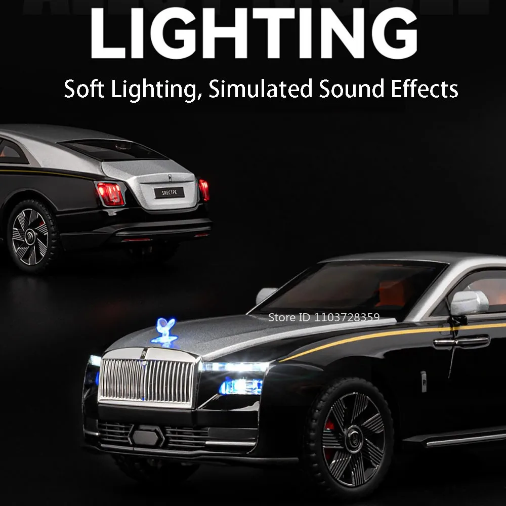 1:24 Rolls-royce Spectre Dawn jouet modèles de voiture en alliage moulé sous pression son lumière portes ouvert tirer arrière ornement modèle voitures pour enfants cadeaux