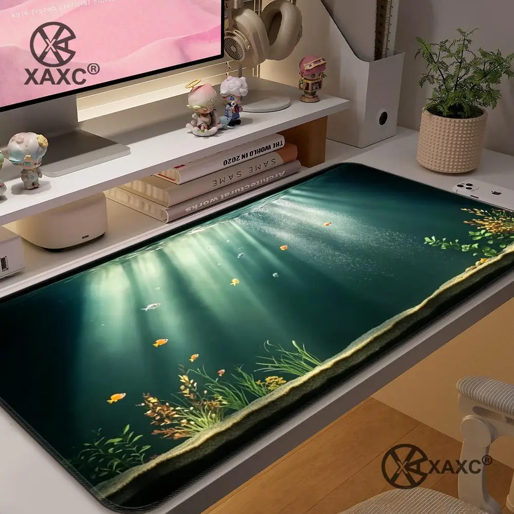 

Aquarium Desk Mat Calming Fish & Plants Extended Mouse Pad XAXC large keyboard pad non-slip rubber gaming mouse pad HYBXXC