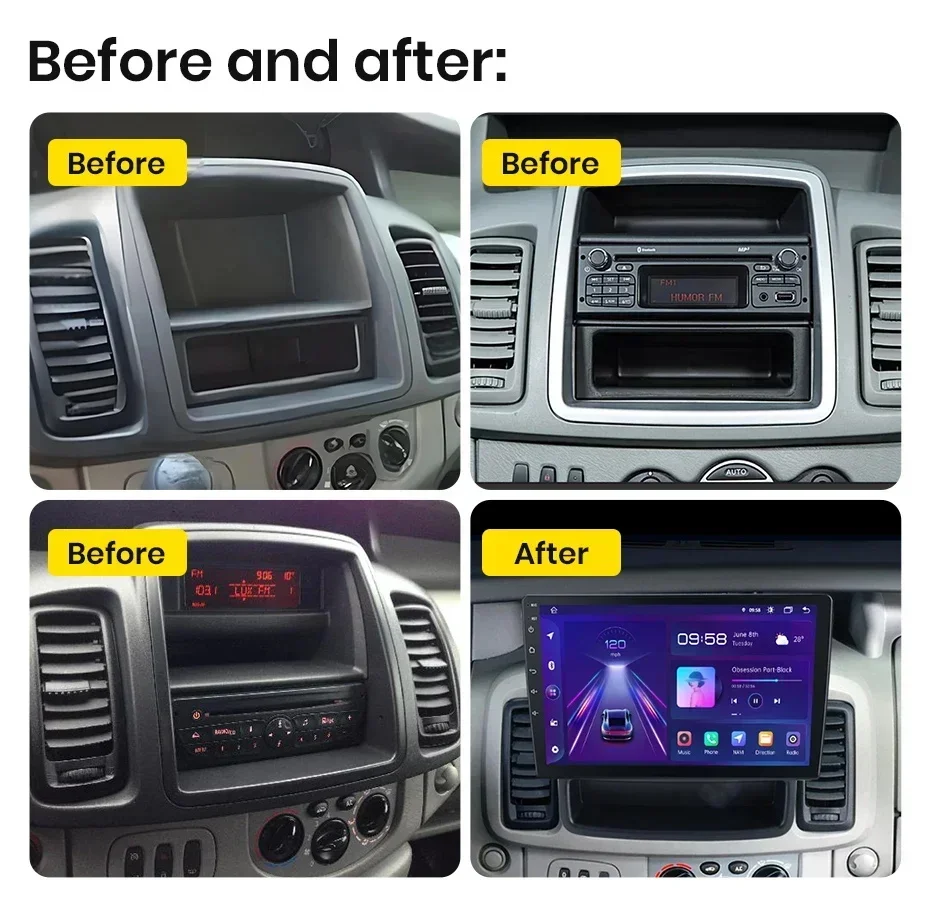 Car Radio for Renault Trafic Opel Vivaro Nissan Primastar 2010-2011-2014 Carplay Android Auto Player GPS Navigation Autoradio