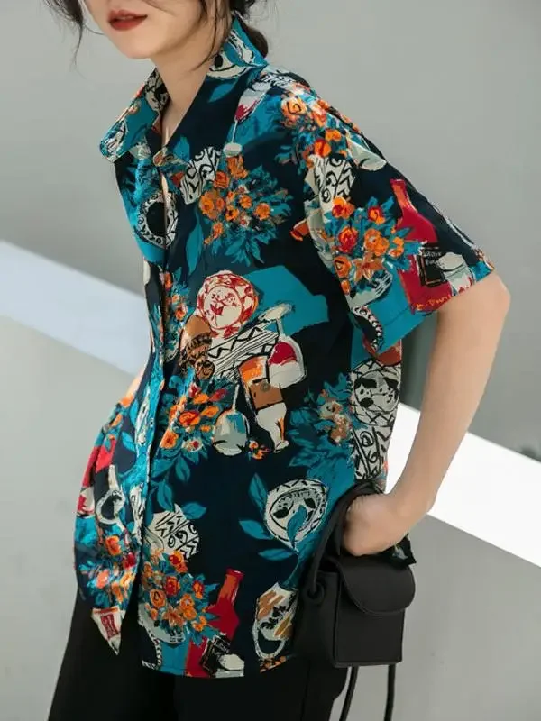 

Shirts Women Linen Embroidery Trim Balloon Sleeve Countryside Stroll Bohemian Blouse for Free-spirited Female Weekend Trips Ins