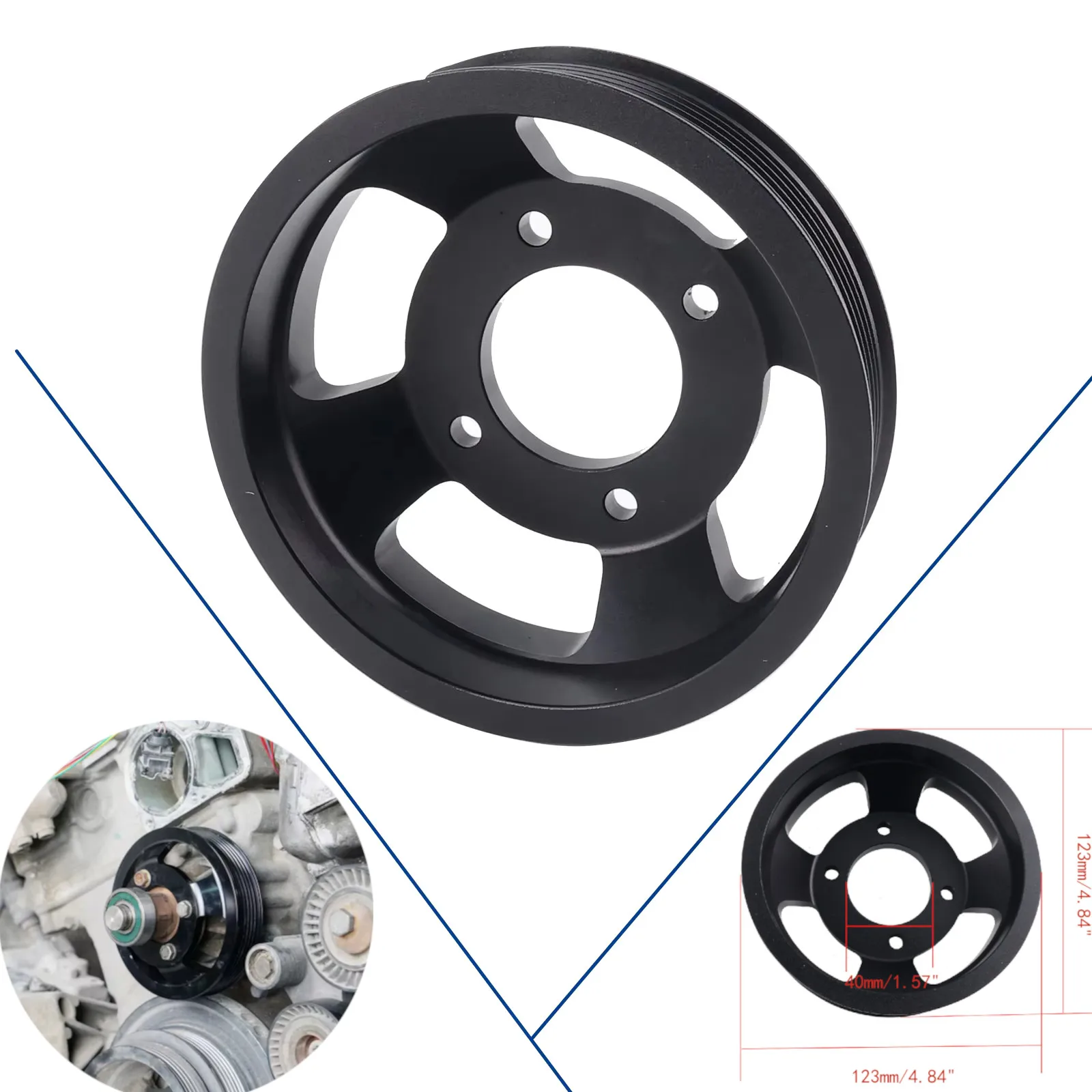 

Upgrade Belt Water Pump Pulley Billet Aluminum Black For BMW E46 E39 E60 E61 M54 M52 M52tu 11511436590 Engine Parts