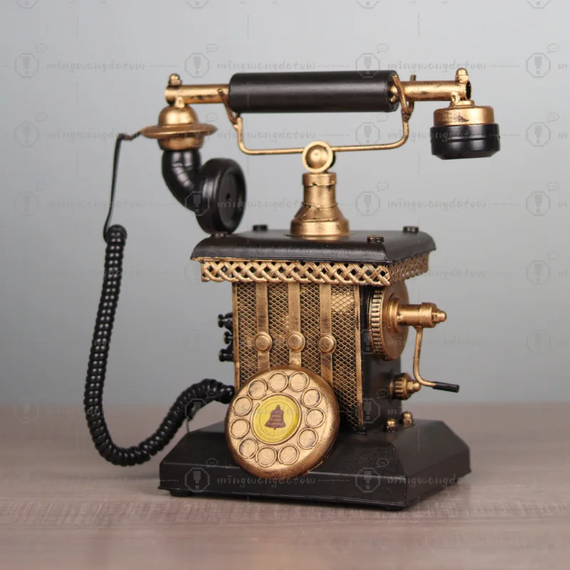 Retro wrought iron vintage phone model handmade metal handicraft ornament creative piggy bank ornament gift