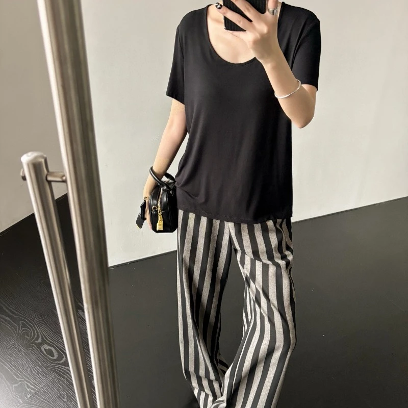 

Thin Large Round Neck Short Sleeve T-shirt Women Tops