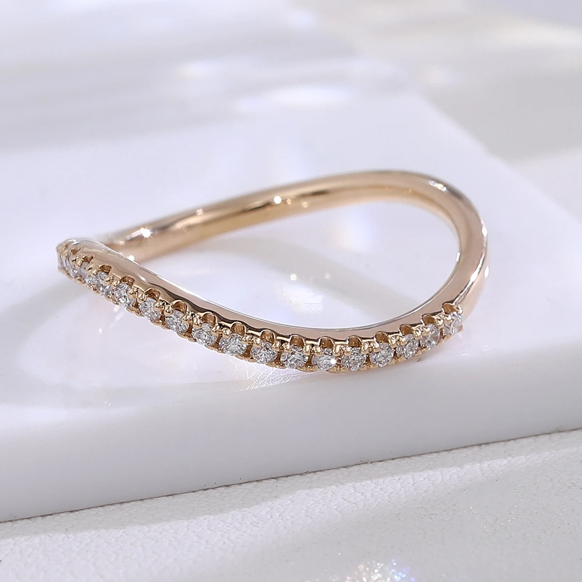 بروفانس الحد الأدنى العصرية خاتم منحني مختبر الماس خاتم الخطوبة كل يوم التراص خواتم خاتم كوكتيل هدايا عيد الميلاد مجوهرات