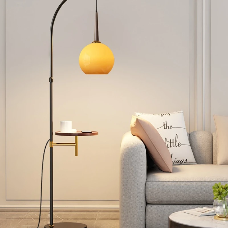 

Storage floor lamp living room bedroom bedside table integrated ornament retro sofa side table coffee table glass lampshade
