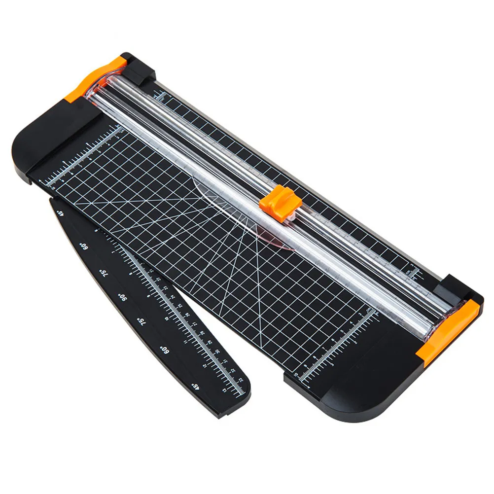 Professional A4 Guillotine Paper Trimmer Black Folding Ruler Design Safe Protective Case Accurate 45-90 Degree Angle Paper